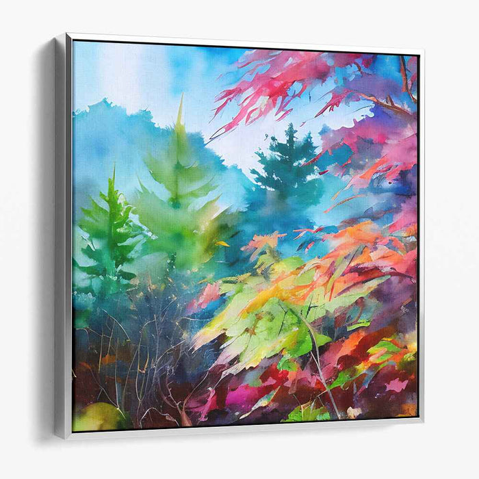 Serenade of Verdant Meadows: Lush Watercolor Landscape Canvas Art Print
