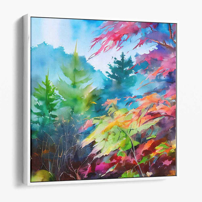 Serenade of Verdant Meadows: Lush Watercolor Landscape Canvas Art Print