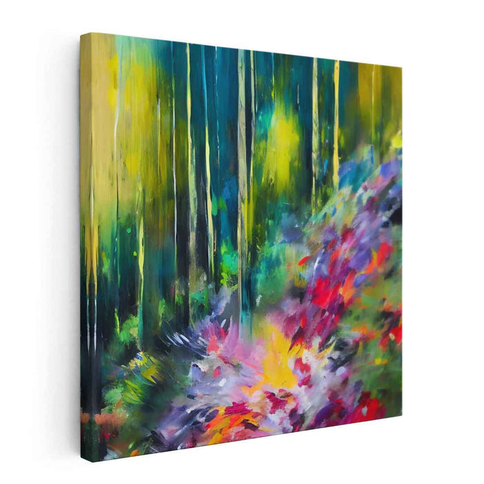 Enchanted Technicolor Horizons: Vibrant Abstract Nature Canvas Art Print