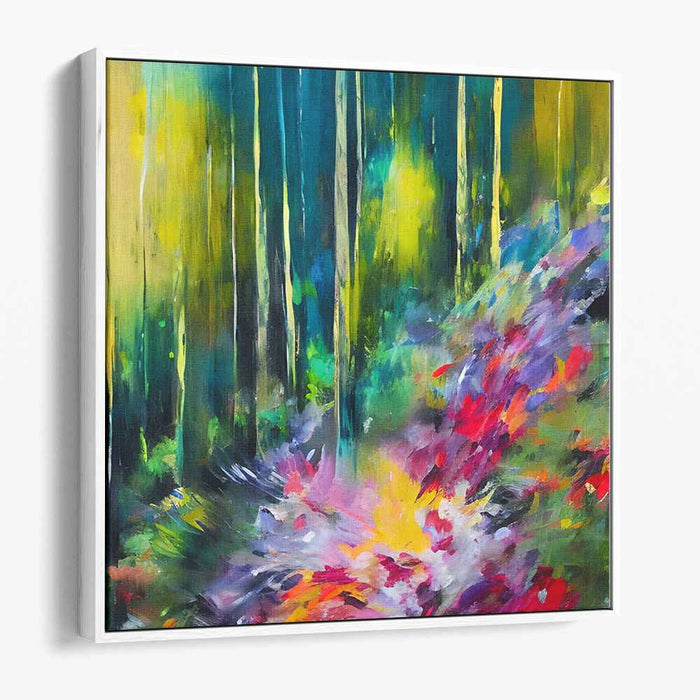 Enchanted Technicolor Horizons: Vibrant Abstract Nature Canvas Art Print