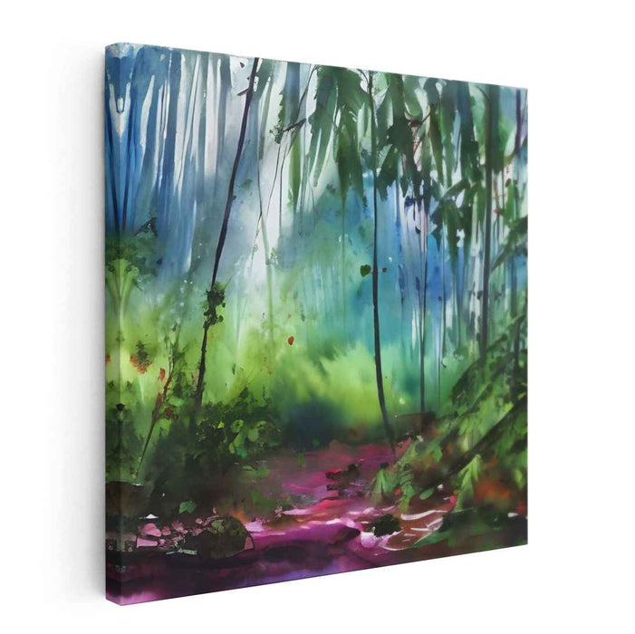 Aqueous Nature's Tapestry: Watercolor Landscape Canvas Art Print