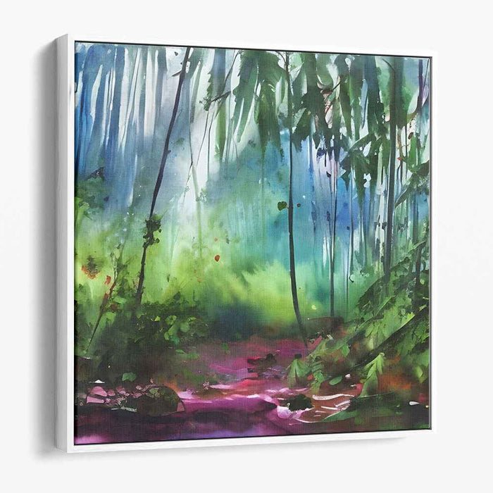 Aqueous Nature's Tapestry: Watercolor Landscape Canvas Art Print