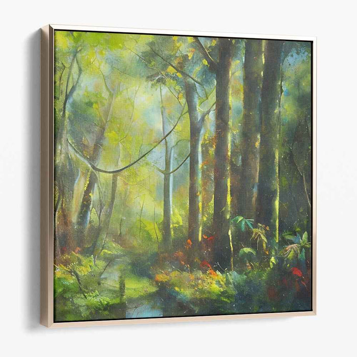 Rainbow Mist Forest Dreams: Impressionist Landscape Canvas Art