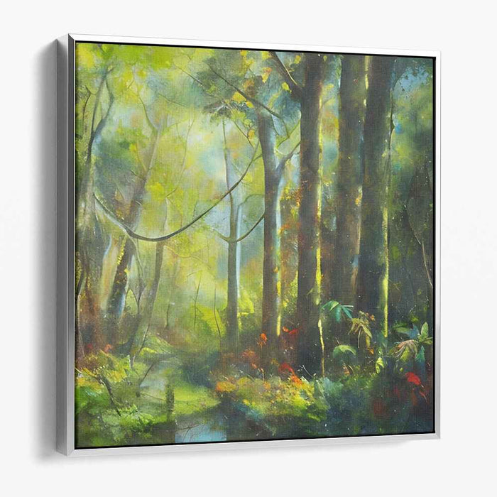 Rainbow Mist Forest Dreams: Impressionist Landscape Canvas Art