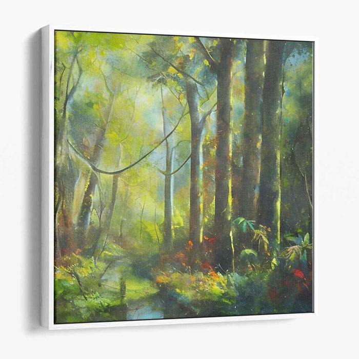 Rainbow Mist Forest Dreams: Impressionist Landscape Canvas Art