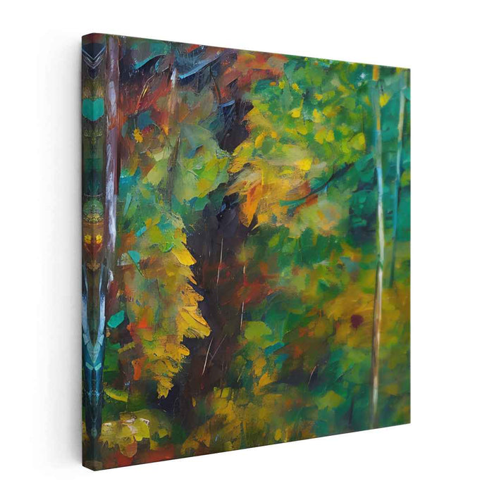 Lemon Grass Whispers: Impressionistic Green and Yellow Canvas Art Print