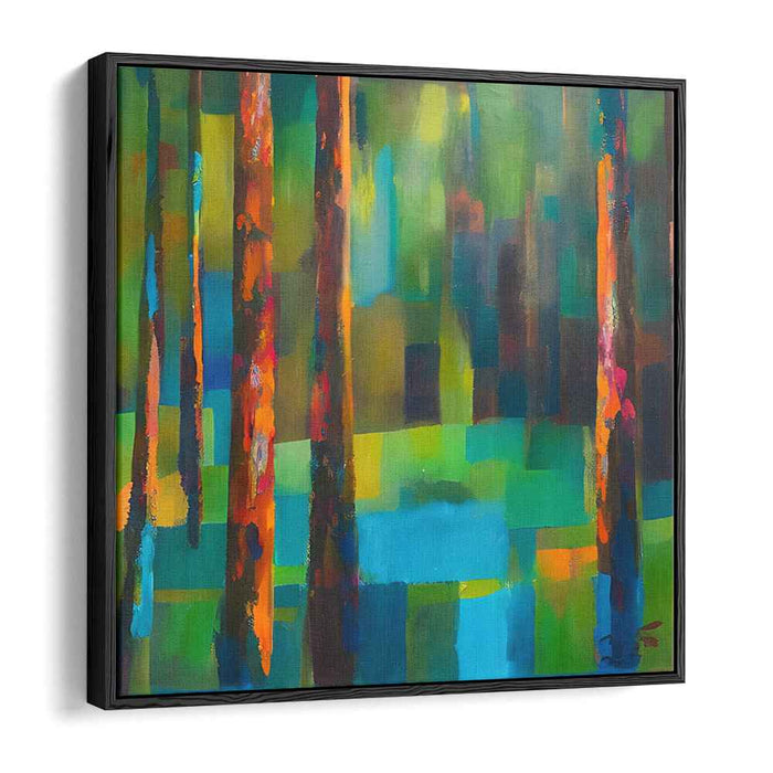 Whispering Woods Canvas: Abstract Expressionist Woodland Canvas Art Print