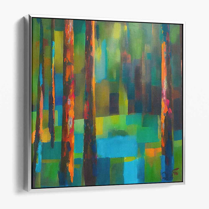 Whispering Woods Canvas: Abstract Expressionist Woodland Canvas Art Print
