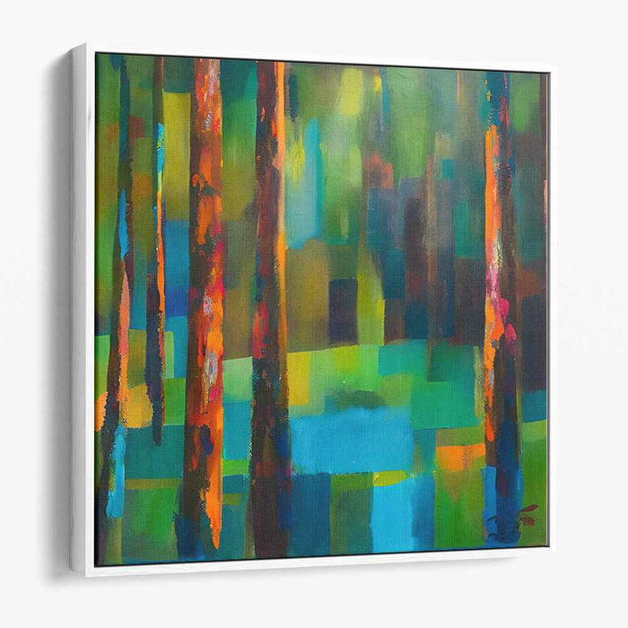 Whispering Woods Canvas: Abstract Expressionist Woodland Canvas Art Print