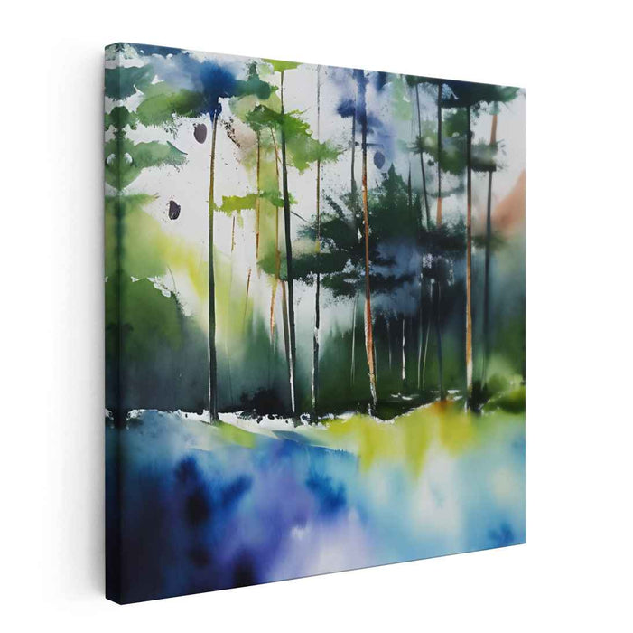 Pastel Aquatic Serenity: Ethereal Watercolor Landscape Canvas Art Print