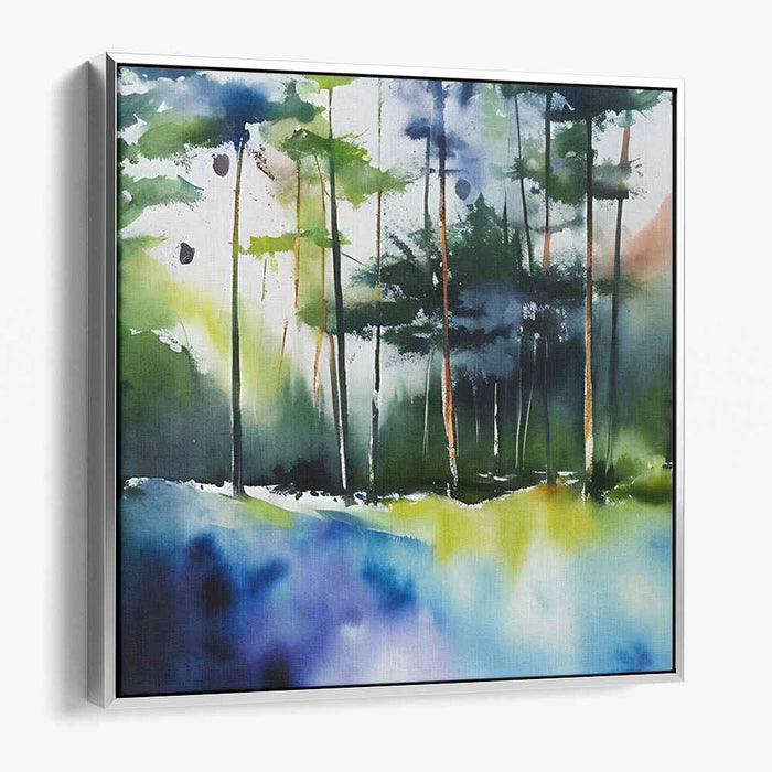 Pastel Aquatic Serenity: Ethereal Watercolor Landscape Canvas Art Print