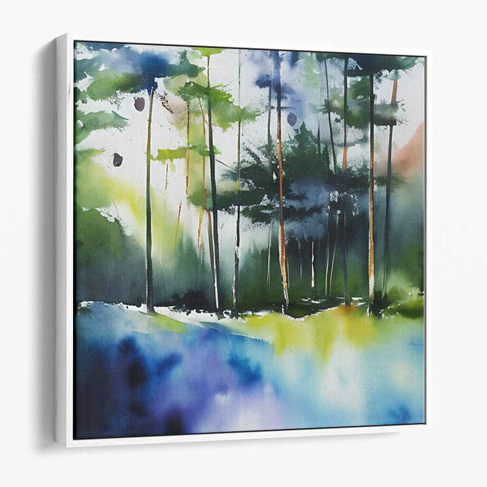 Pastel Aquatic Serenity: Ethereal Watercolor Landscape Canvas Art Print