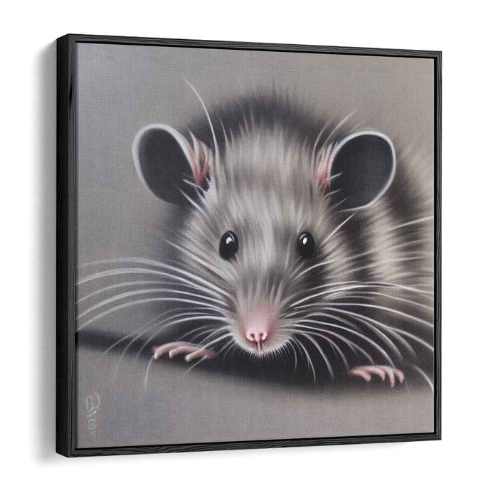 Squeak in Detail: Hyper-Realistic Rodent Portrait Canvas Art Print