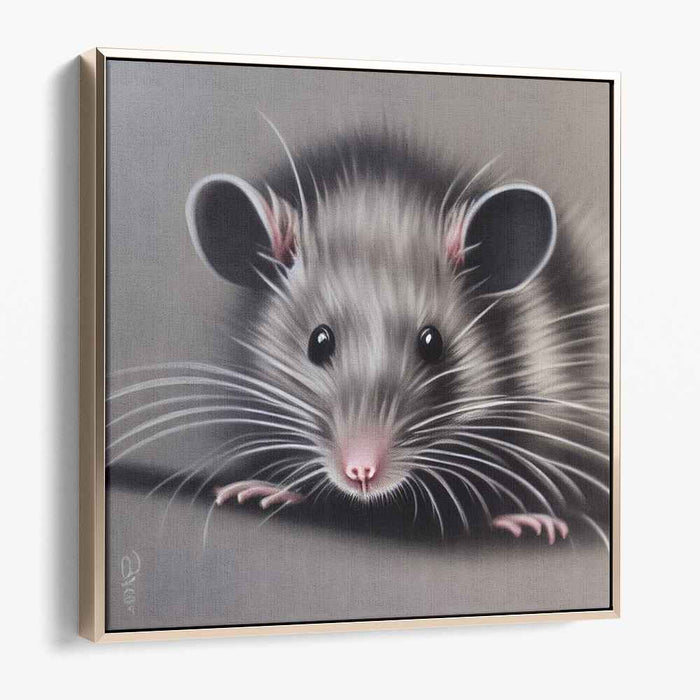 Squeak in Detail: Hyper-Realistic Rodent Portrait Canvas Art Print