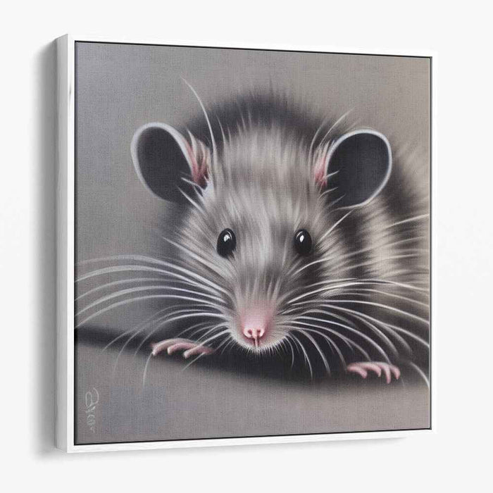 Squeak in Detail: Hyper-Realistic Rodent Portrait Canvas Art Print