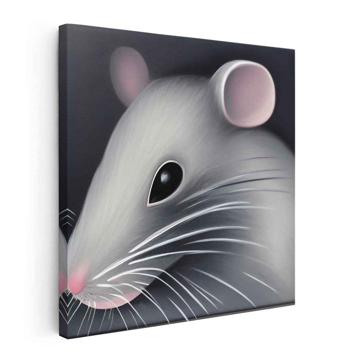 Whiskers of Silence: Realistic Mouse Portrait Canvas Art