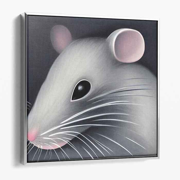 Whiskers of Silence: Realistic Mouse Portrait Canvas Art