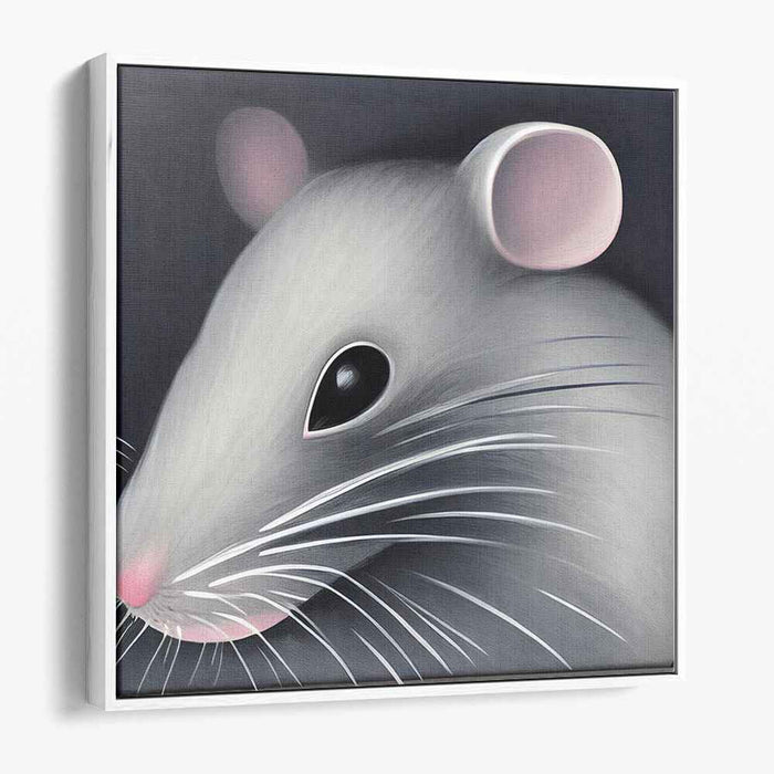 Whiskers of Silence: Realistic Mouse Portrait Canvas Art