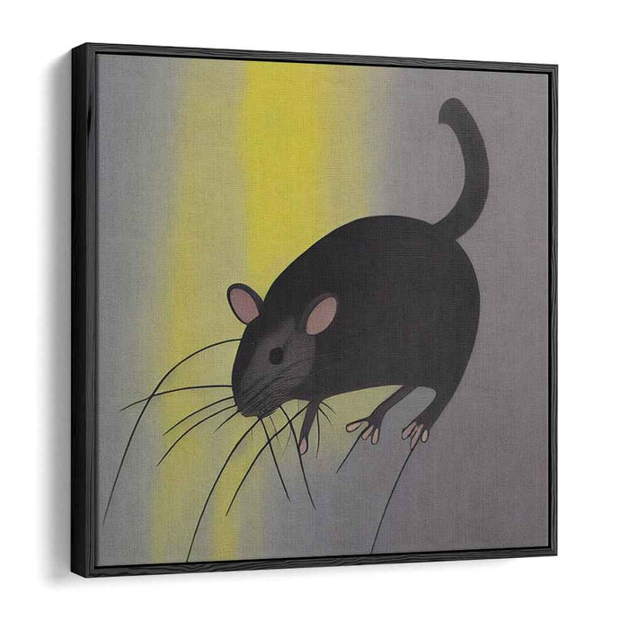 Sunlit Silhouette: Minimalist Mouse Against Radiant Yellow Canvas Art Print