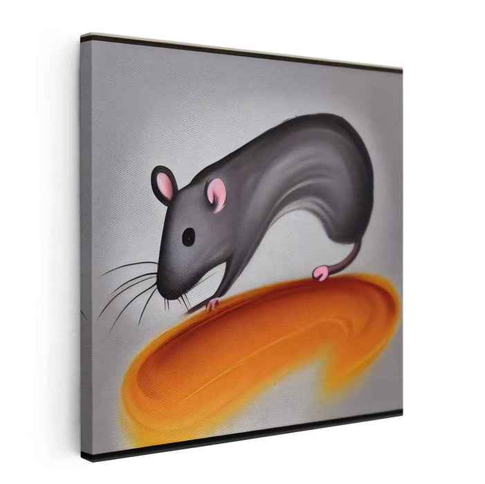 Dynamic Mouse: Playful Minimalist Animal Art on Canvas