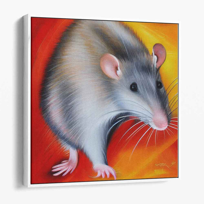 Wildfire Rodent Rendezvous: Vibrant Rat Portrait on Fiery Canvas