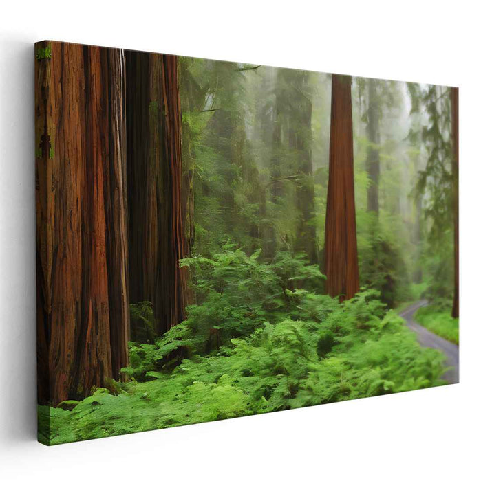 Murmur Through the Forest: A Serene Woodland Path Canvas Art Print