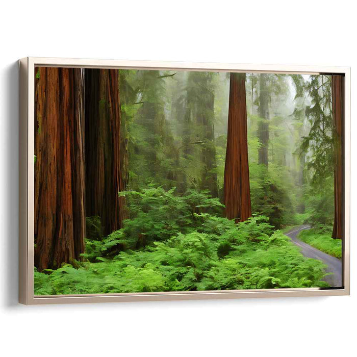 Murmur Through the Forest: A Serene Woodland Path Canvas Art Print