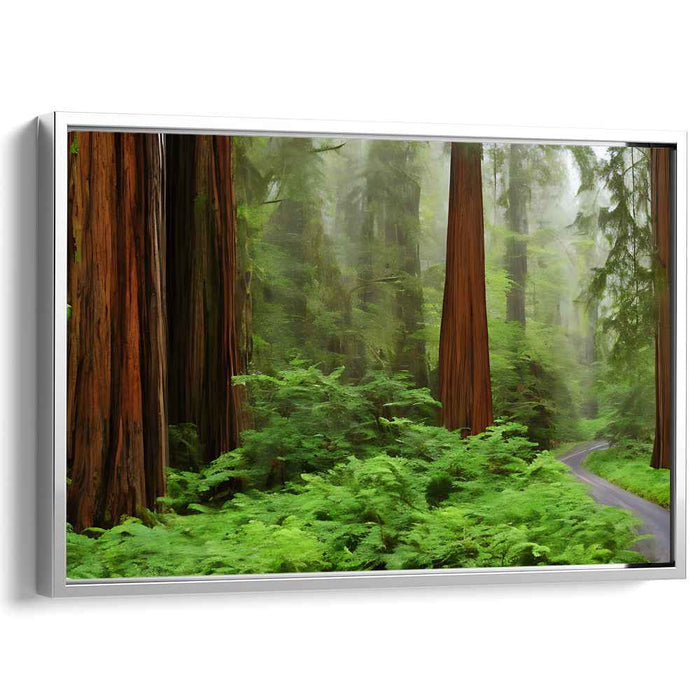 Murmur Through the Forest: A Serene Woodland Path Canvas Art Print