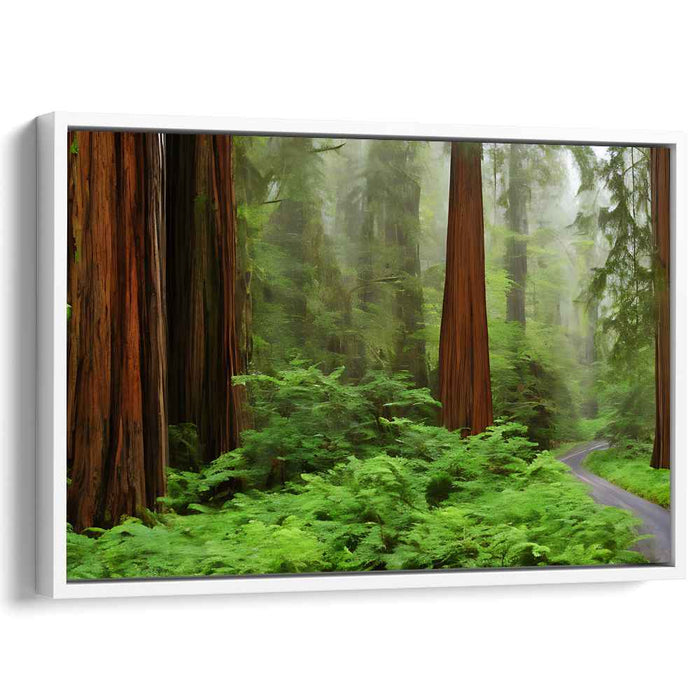 Murmur Through the Forest: A Serene Woodland Path Canvas Art Print