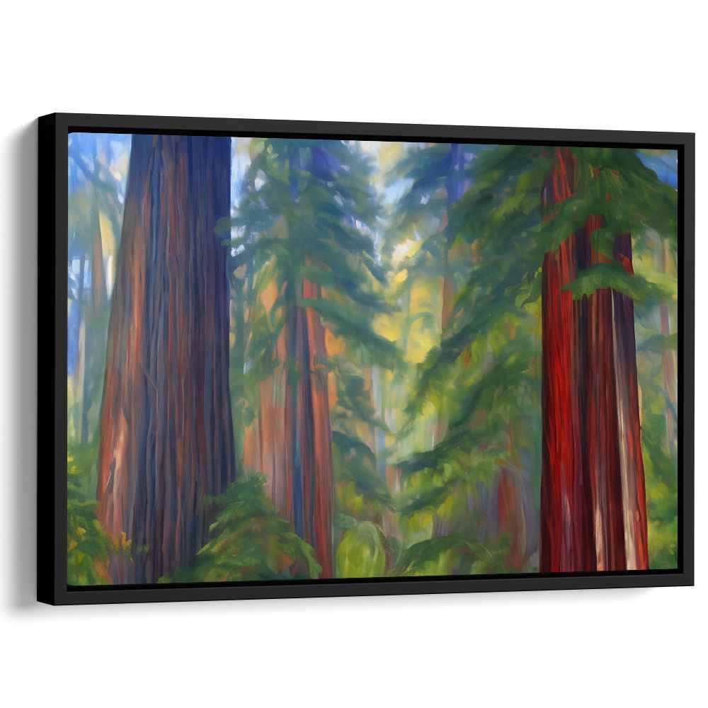 Redwood Symphony: Impressionist Redwood Forest Canvas Art Print — Kanvah