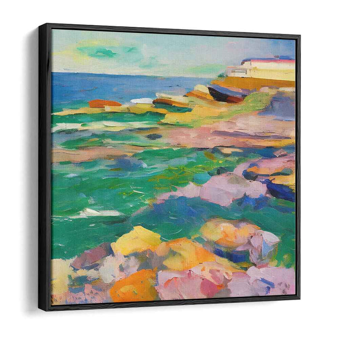 Colorful Waves Dance: Vivid Seashore Canvas Art Print