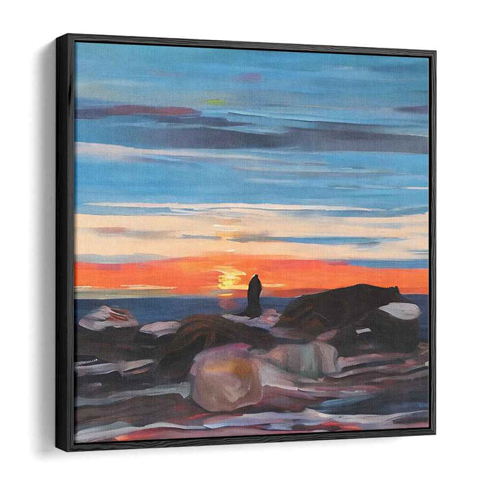Sunset Solitude: A Serene Seascape Canvas Art