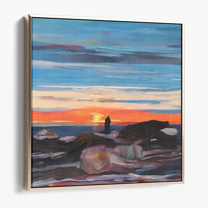 Sunset Solitude: A Serene Seascape Canvas Art