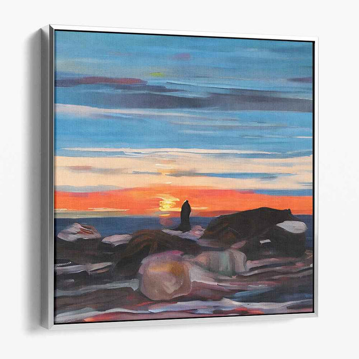 Sunset Solitude: A Serene Seascape Canvas Art