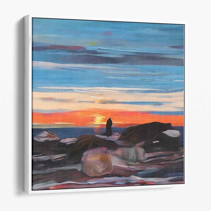 Sunset Solitude: A Serene Seascape Canvas Art