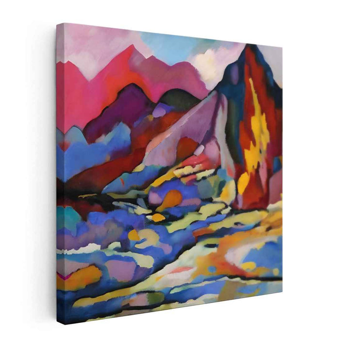 Mountains in Chaos: Abstract Expressionist Mountain Landscape Canvas Art Print