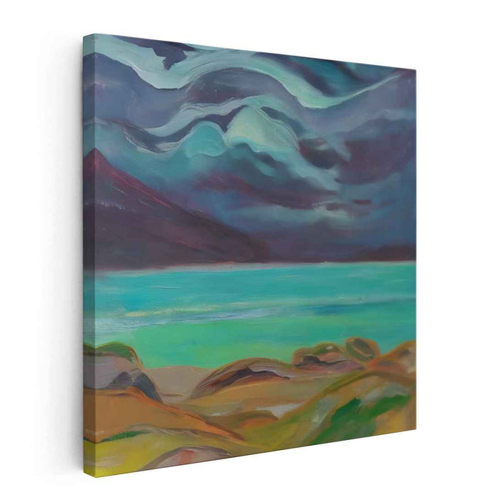 Ethereal Horizon Reflection: Abstract Landscape Canvas Art Print