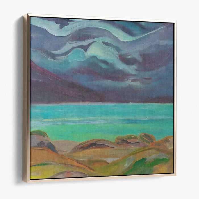 Ethereal Horizon Reflection: Abstract Landscape Canvas Art Print