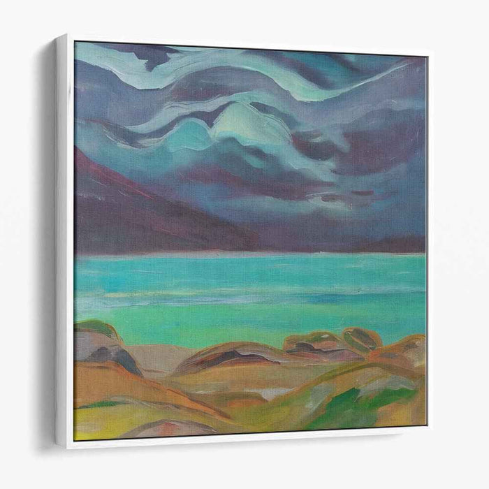 Ethereal Horizon Reflection: Abstract Landscape Canvas Art Print