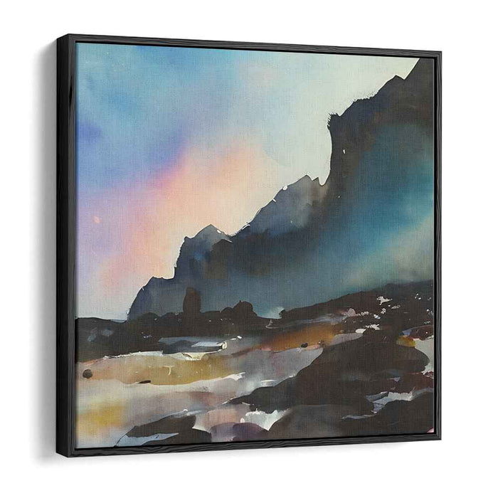 Nebula Peak Retreat: Ethereal Mountain Landscape in Watercolor