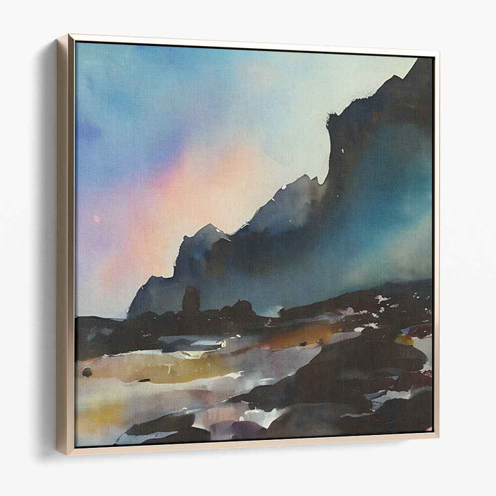 Nebula Peak Retreat: Ethereal Mountain Landscape in Watercolor