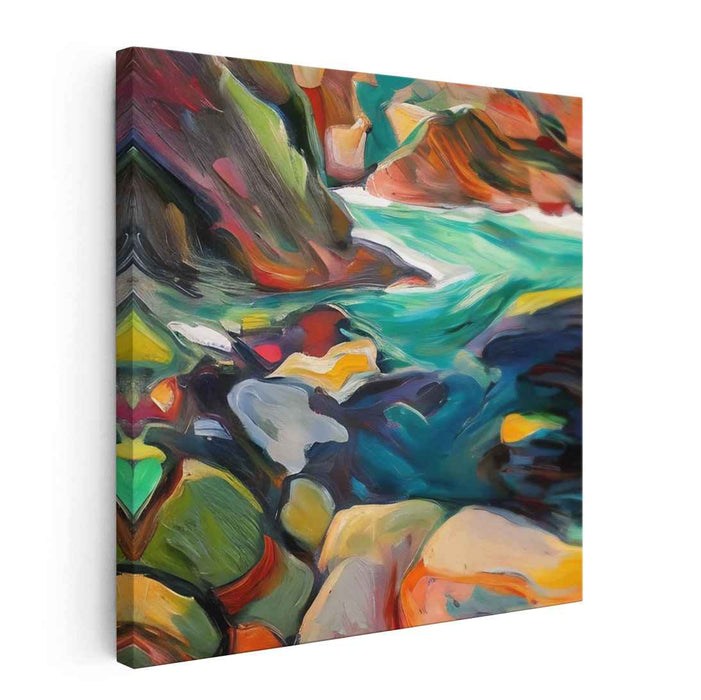 Vibrant Rapids: Fauvist Landscape Canvas Art Print