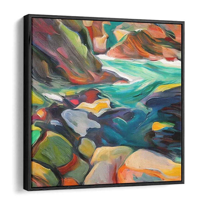 Vibrant Rapids: Fauvist Landscape Canvas Art Print
