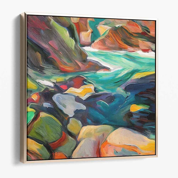 Vibrant Rapids: Fauvist Landscape Canvas Art Print