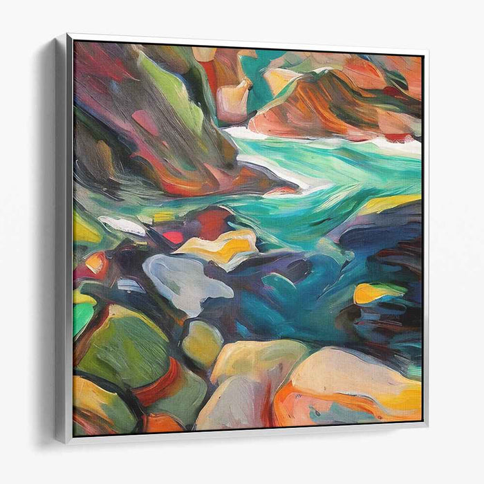 Vibrant Rapids: Fauvist Landscape Canvas Art Print
