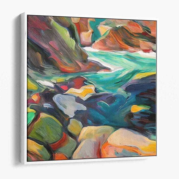 Vibrant Rapids: Fauvist Landscape Canvas Art Print
