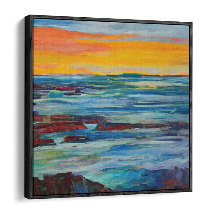 Golden Dusk Serenity: Vivid Sunset Over Tranquil Waters Canvas Art