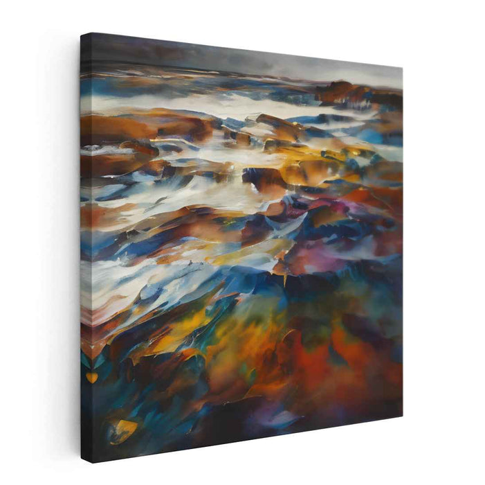 Turbulent Shores: Abstract Coastal Landscape Canvas Art Print