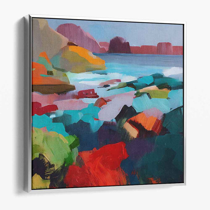 Shattered Earth Symphony: Abstract Expression of a Rocky Shoreline