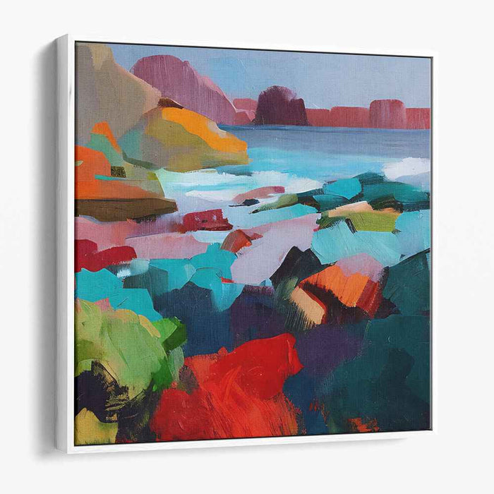 Shattered Earth Symphony: Abstract Expression of a Rocky Shoreline